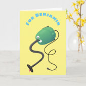 Carte humour de dessin animé de l'aspirateur (Fleur jaune)