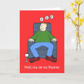 Carte Humour de dessin Fête des pères espagnol (Fleur jaune)