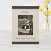 Carte Humour de garçon de ferme d'anniversaire frère (Fleur jaune)