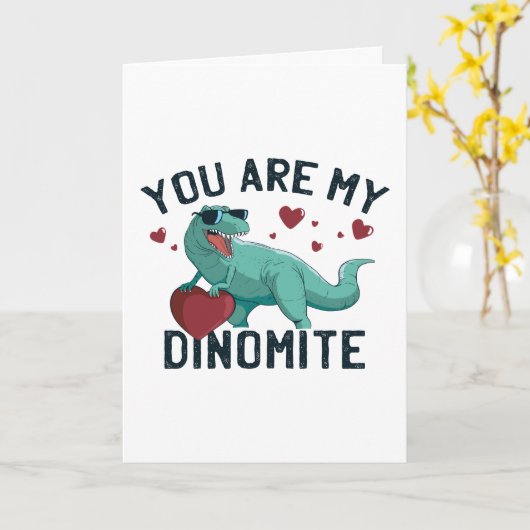 Carte Humour de la Saint-Valentin Dinomite (Fleur jaune)