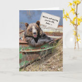 Carte Humour de l'ours d'anniversaire (Fleur jaune)