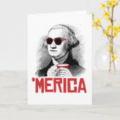 Carte Humour de Merica : George Washington 'Parti Améric (Fleur jaune)