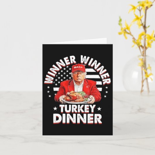 Carte Humour Drôle Trump Gagnant Gagnant Dîner de dinde (Fleur jaune)