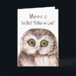 Carte Humour mignon de hibou de meilleure belle-mère<br><div class="desc">Humour mignon de hibou de meilleur anniversaire fait sur commande de belle-mère. Personnaliser avec votre propre salutation personnelle</div>