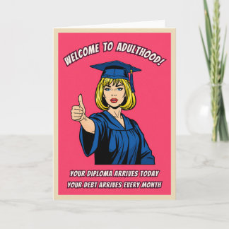 Carte Humour rétro Art Pop pour la remise des diplômes u