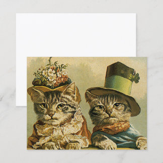 Carte Humour vintage, Chats de mariée victorienne en Cas