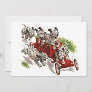 Carte Humour Vintage Mignon Chien Dalmatien Camion de Po