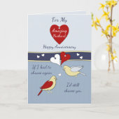 Carte Husband blue Wedding Anniversary (Fleur jaune)