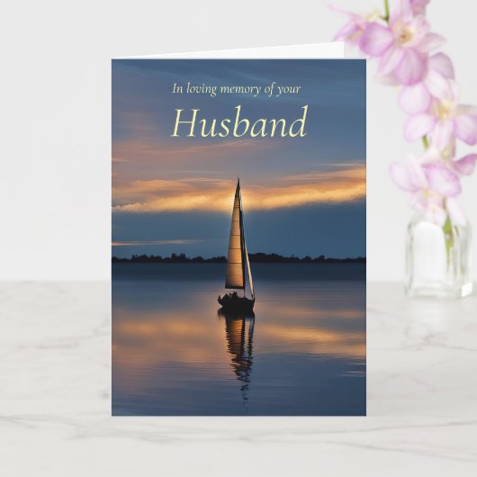 Carte Husband Sympathy with Sailboat on the Water  (Orchidée)