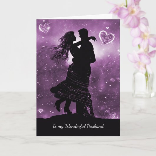 Carte Husband Valentines Day with Silhouetted Couple (Orchidée)