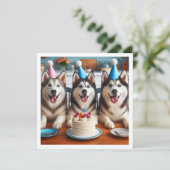 Carte Husky, carte photo Husky, anniversaire de ch (Debout devant)