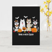 Carte Husky Halloween Howl O Ween Squad (Fleur jaune)