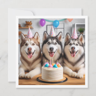 Carte Husky Siberian, Carte Husky, anniversaire de
