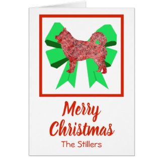 Carte Husky Siberian Cute Christmas Dog Bow Card