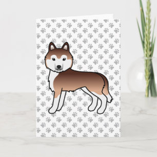 Carte Husky Sibérien cuivré Chien de dessin animé mignon