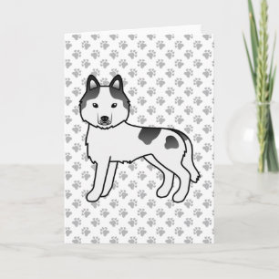 Carte Husky Sibérien pie noir mignon chien de dessin ani