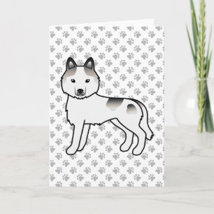 Carte Husky Sibérien pie tacheté gris Chien de dessin an