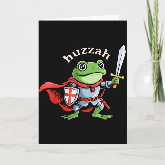 Carte Huzzah Frog Knight Funny Sword Meme Quote Medieval (Devant)