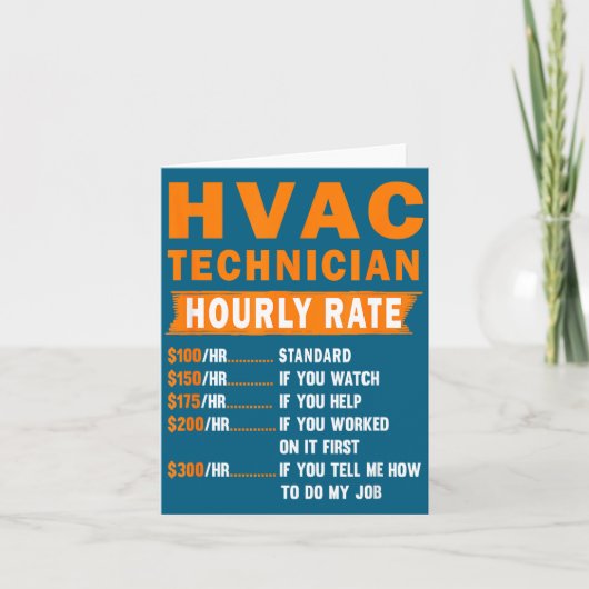 Carte Hvac Technician Hourly Rate Funny Hvac Mechanic Sa (Devant)
