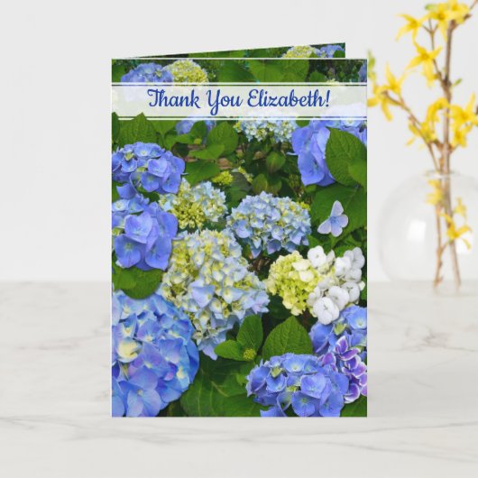 Carte Hydrangea Bleu de Printemps Ami Chrétien Merci (Fleur jaune)