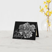 Carte Hydrangea Élégant Noir et Blanc Botanique Annivers (Fleur jaune)