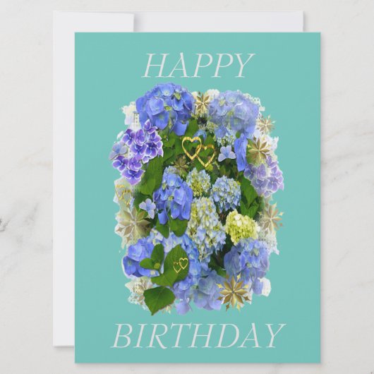 CARTE HYDRANGEA FLEURS JOYEUX ANNIVERSAIRE (Devant)