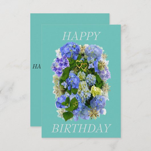 CARTE HYDRANGEA FLOWER JEUX ANNIVERSAIRE (Devant / Derrière)