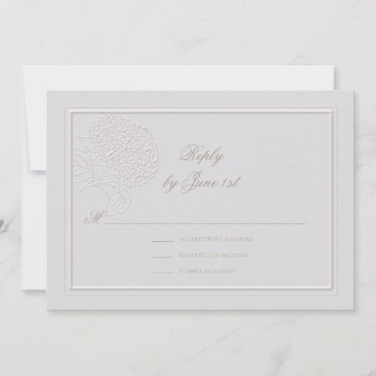 Carte Hydrangea Formal Élégant réponse Mariage ivoire (Devant)
