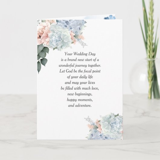 Carte Hydrangea Mariage avec texte religieux (Devant)