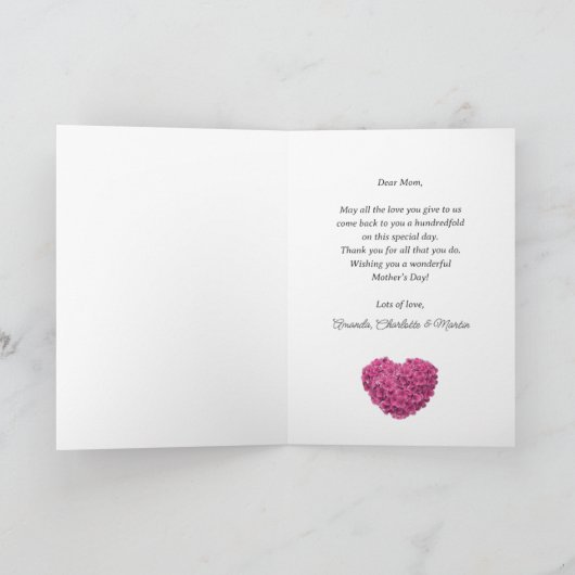 Carte Hydrangea Rose Mignardise Fleurie Fête des Mères (Intérieur)