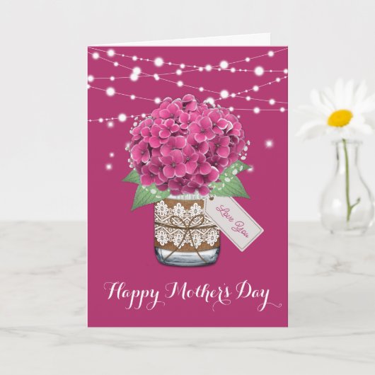 Carte Hydrangea Rose Mignonne Fête des Mères (Petite plante)