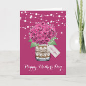 Carte Hydrangea Rose Mignonne Fête des Mères Florale (Devant)