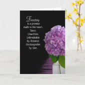 Carte Hydrangea violet pour ami Merci (Fleur jaune)