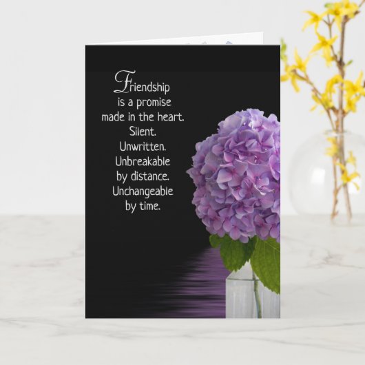 Carte Hydrangea violet pour ami Merci (Fleur jaune)