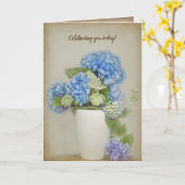 Carte hydrangée d'anniversaire et bouquet de dentelle de (Fleur jaune)