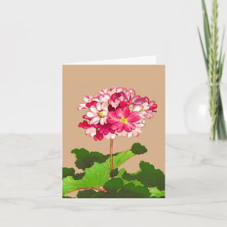 Carte Hydrangée japonaise vintage. Rose et vert