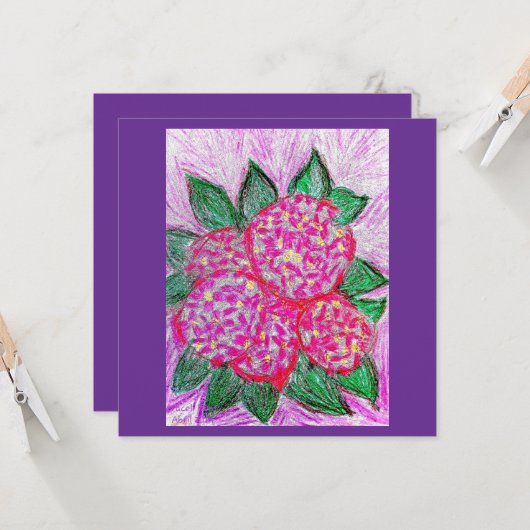 Carte Hydrangée violette (Devant/Arrière en situation)