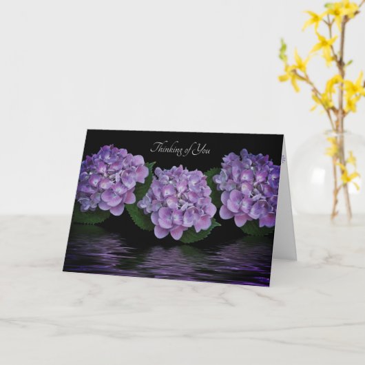 Carte Hydrangée violette penser à vous (Fleur jaune)