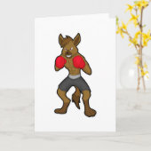 Carte Hyène à la boxe avec des gants de boxe (Fleur jaune)
