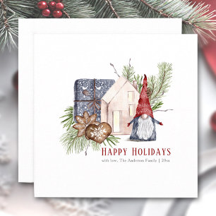Carte Hygge Christmas mignonne Gnome Nordic Holiday Card