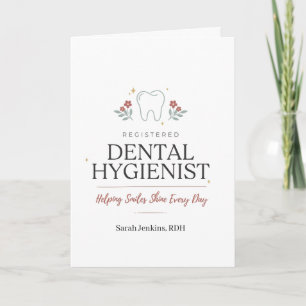 Carte Hygiéniste Dentaire Diplômée Personnalisée Florale