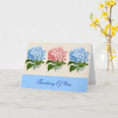 Carte Hyrdangeas bleu assez rose pensant à vous faits (Fleur jaune)