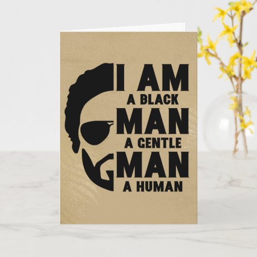 Carte I Am A Black Man Afro Beard Gold Father's Day (Fleur jaune)