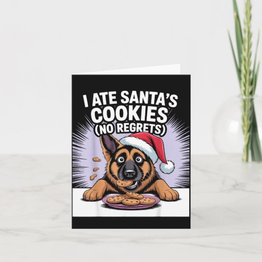 Carte I Ate Santas Cookies Puppy Funny Christmas German (Devant)