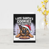Carte I Ate Santas Cookies Puppy Funny Christmas German (Fleur jaune)