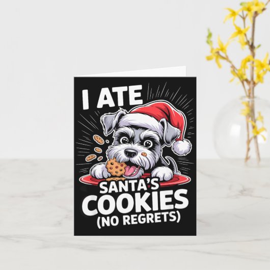 Carte I Ate Santas Cookies Puppy Funny Christmas Mini Sc (Fleur jaune)