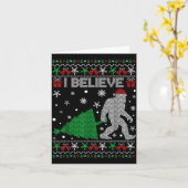 Carte I Believe Big Foot Sasquatch Christmas  (Fleur jaune)