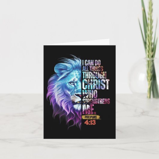Carte I Can Do All Things Through Christ Lion Faith Chri (Devant)