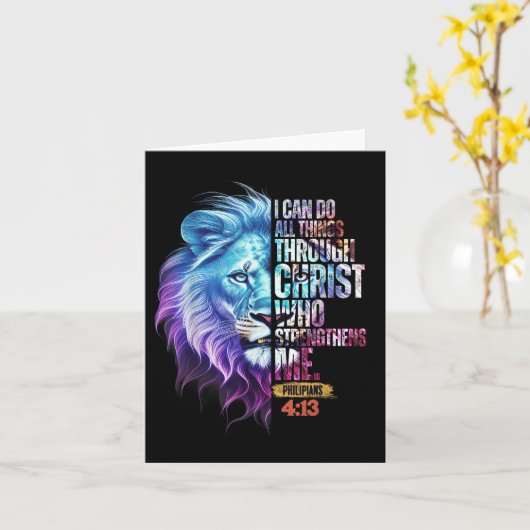 Carte I Can Do All Things Through Christ Lion Faith Chri (Fleur jaune)