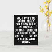 Carte I Can’t Do Social Media But I Can Write In Cursive (Fleur jaune)